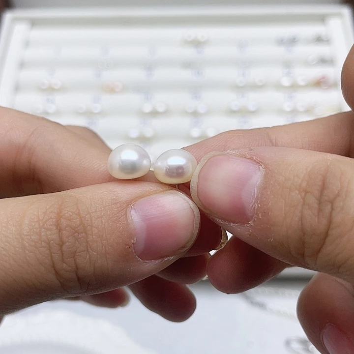 淡水珍珠耳饰银S925镶嵌二*、