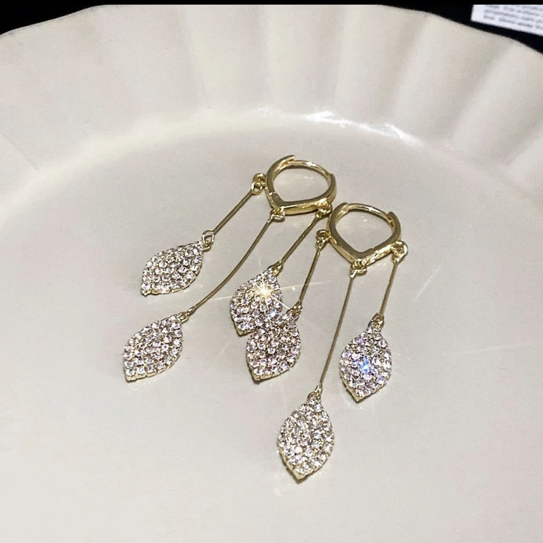 铜合金耳饰 新款轻奢【金枝玉叶】时尚气质优雅百搭耳环0430