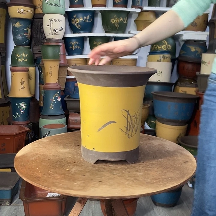 宜兴紫砂花盆23.5黄色兰花盆