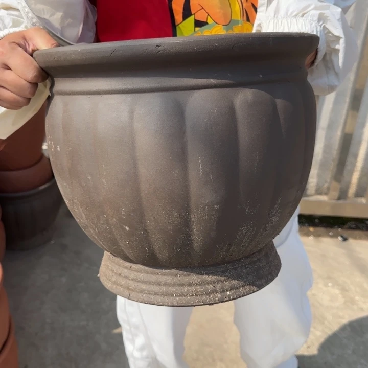 紫砂花盆张***子口35高30宜兴紫砂瑕疵粗糙花泥