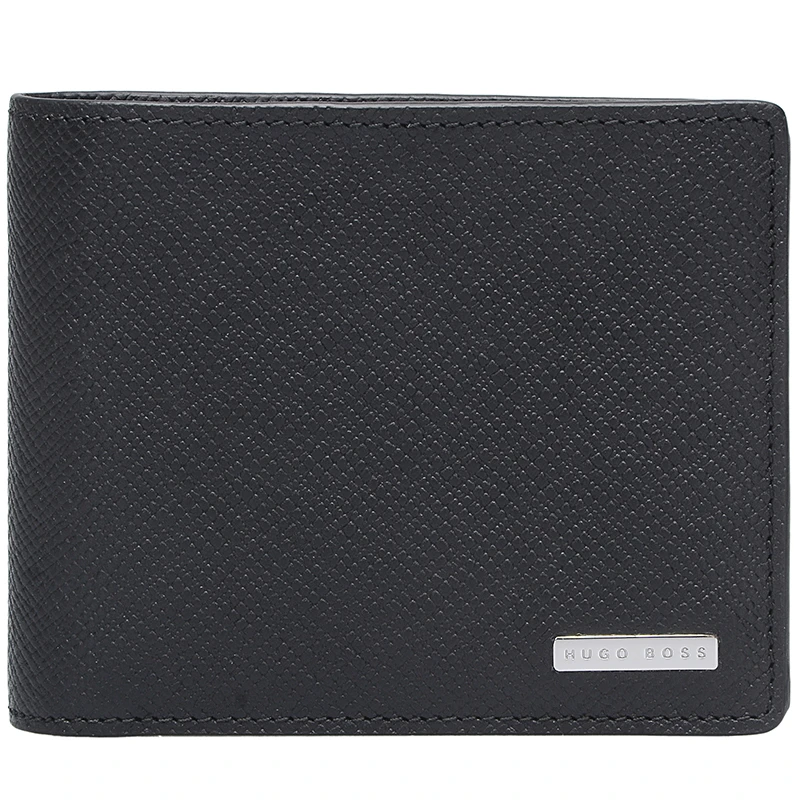 未使用 HugoBoss/雨果博斯 男士黑色牛皮钱包钱夹