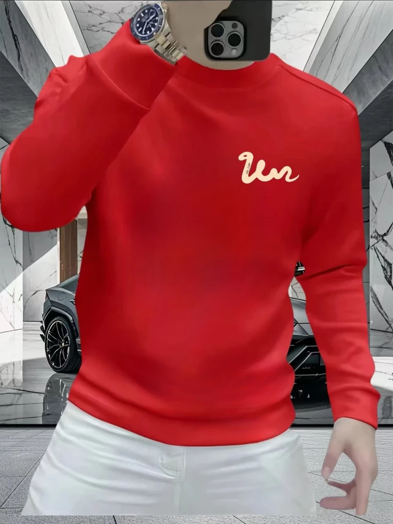 2025蛇年本命年红色男士卫衣休闲打底衫加绒上衣百搭圆领长袖卫衣