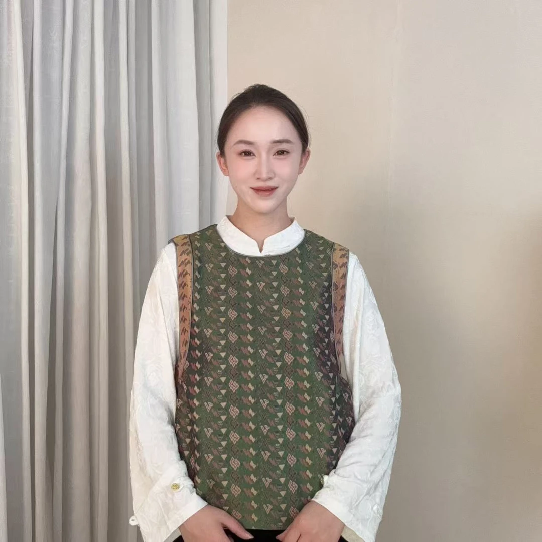 【青柠】2025新款新中式国风织金蜀锦马甲HL-66