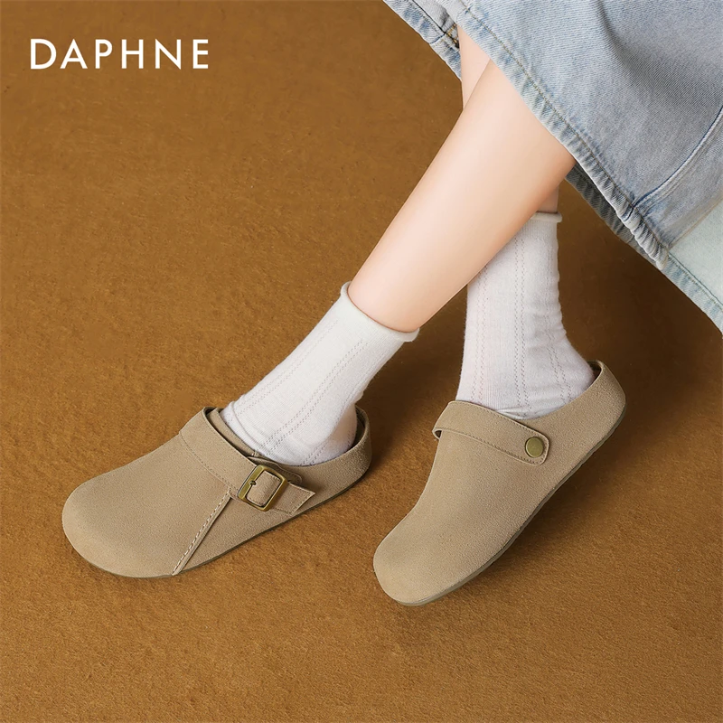 达芙妮内增高半拖勃肯鞋女夏季2025新款外穿包头拖超火厚底穆勒鞋