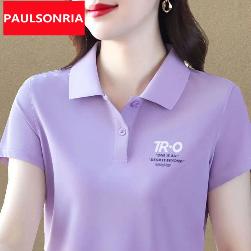 新款2025年正品保罗服短袖t恤女洋气修身显瘦色翻领POLO衫夏季棉