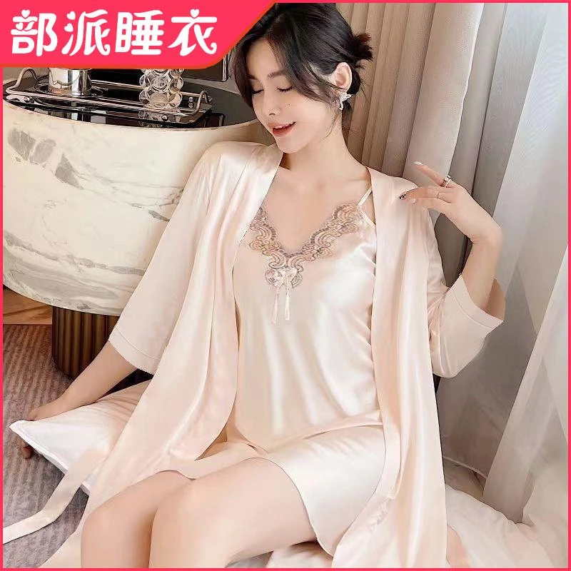 超大码300斤夏季爆款睡裙吊带薄款套装新款蕾丝家居服两件套