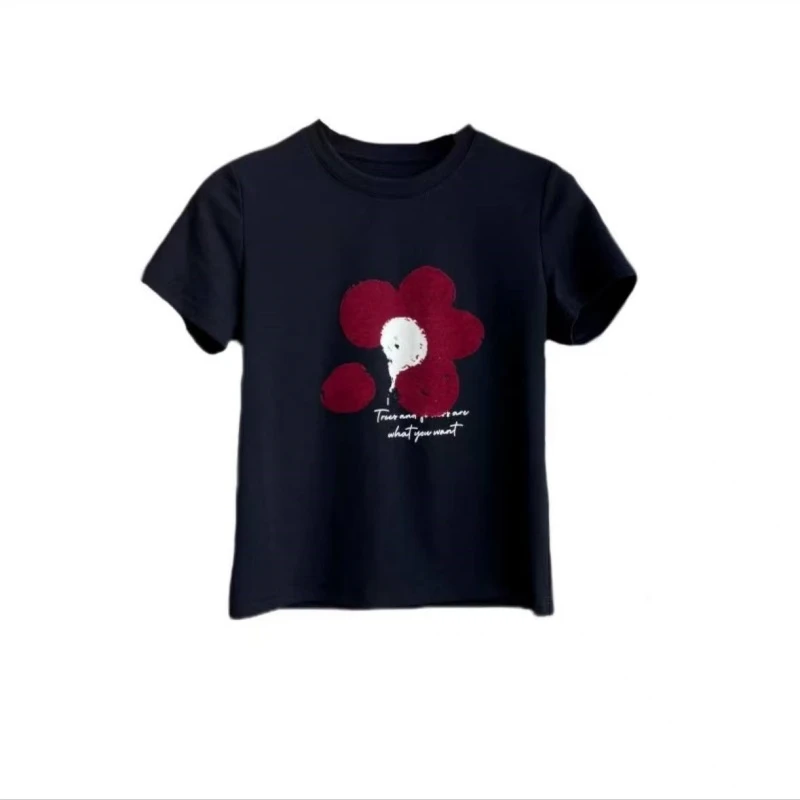 夏季宽松印花时尚百搭小众设计感T恤+百搭显瘦半身裙LK2503221