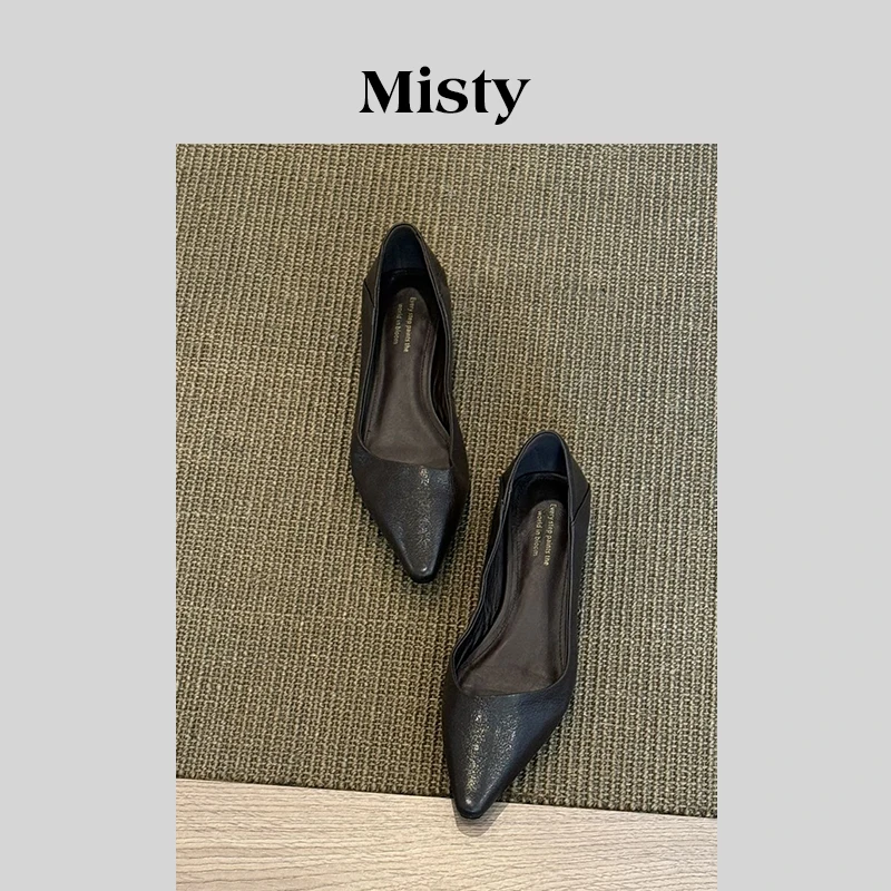Misty雾屿女鞋|34-40码|2cm|2025爆款粗跟浅口尖头百搭单鞋女