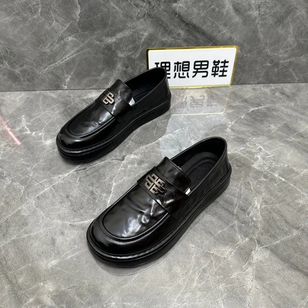 D男士时尚休闲百搭黑色真皮潮流商务舒适软底英伦风韩版工作鞋