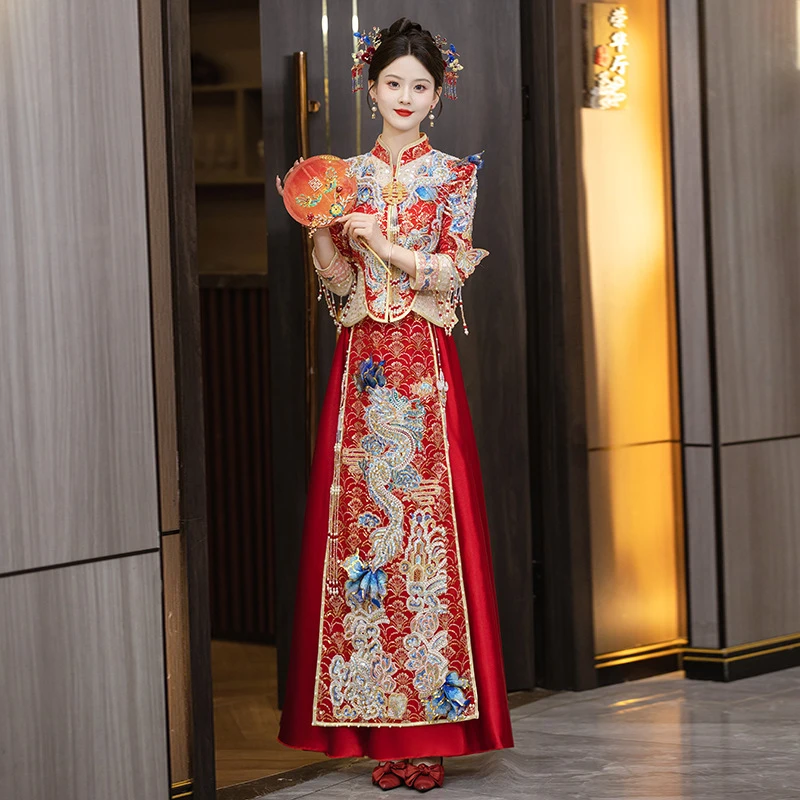 新娘秀禾服婚服2025新款中式结婚重工高端敬酒服出阁嫁衣龙凤褂夏
