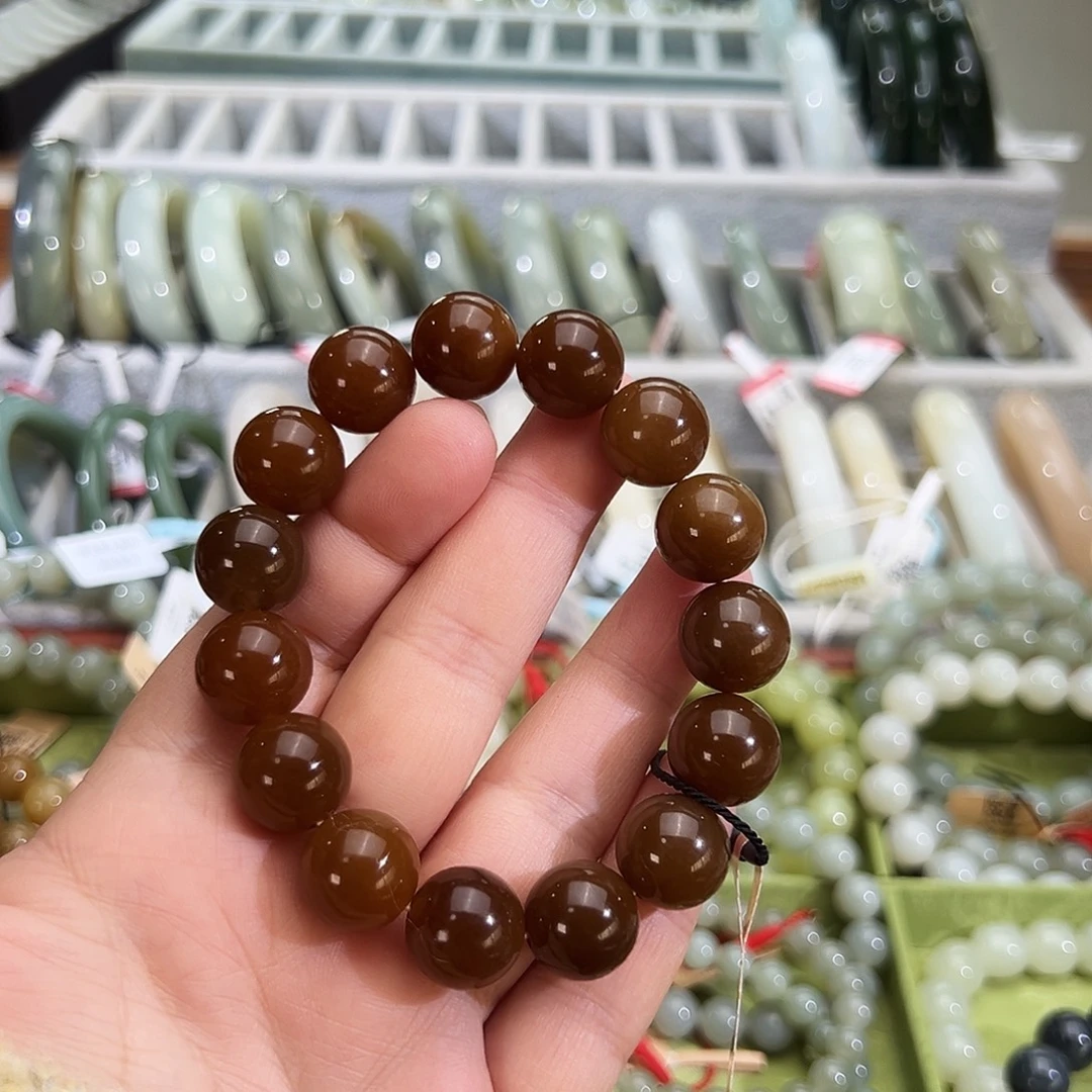 和田玉未镶嵌手串且末料金山糖手串卡14