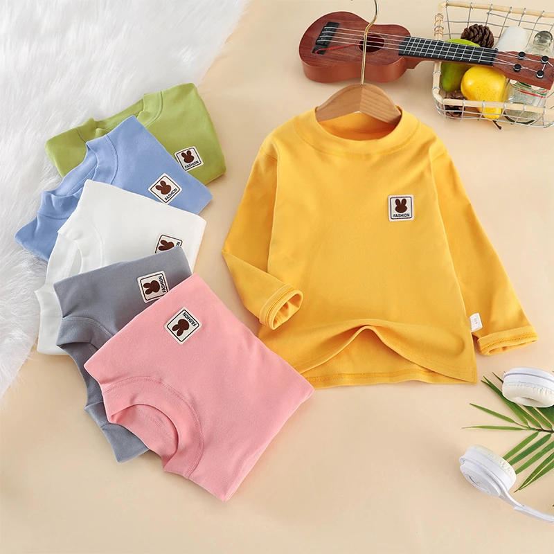 T儿童新款打底长袖上衣春款舒适百搭中大童男女宝同款Kids