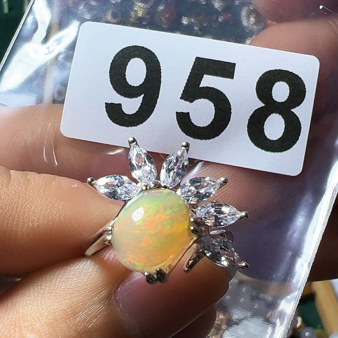 欧泊戒指银S925镶嵌娟*