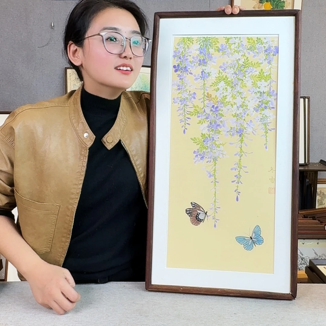 国画手绘带框尺寸： 36*69