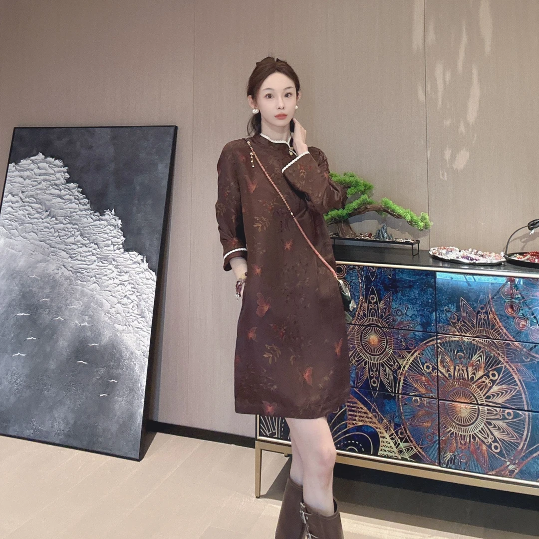 KK颜小新【春和景明】新中式国风时尚百搭气质修身显瘦秋季连衣裙