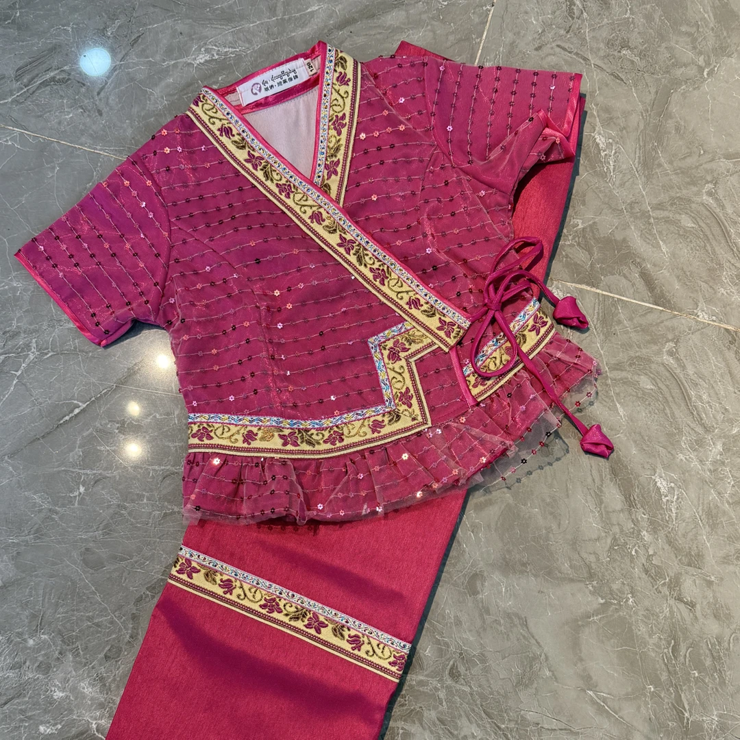 傣族女童亮片款套装