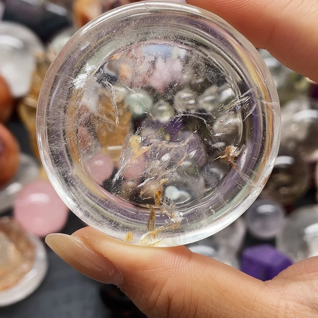 水晶珠宝半成品未镶嵌31白水晶带胶花盘子