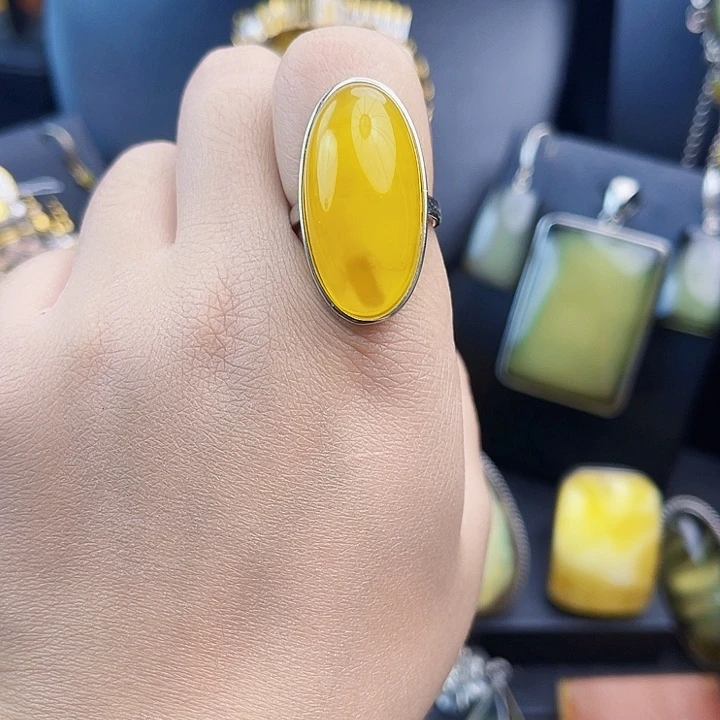 琥珀银S925镀金镶嵌裸石