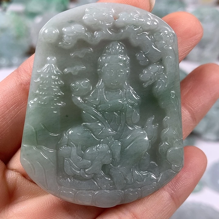 翡翠未镶嵌颈饰文殊菩萨福利