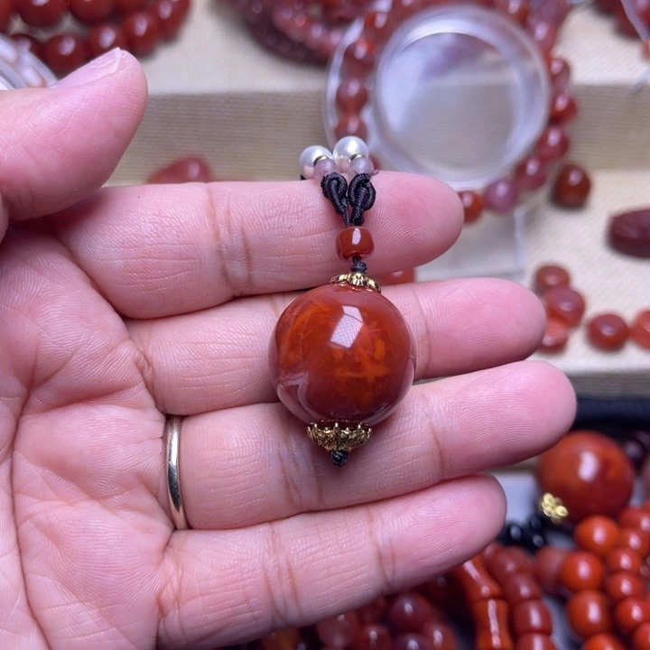 南红玛瑙未镶嵌手链火焰22 M