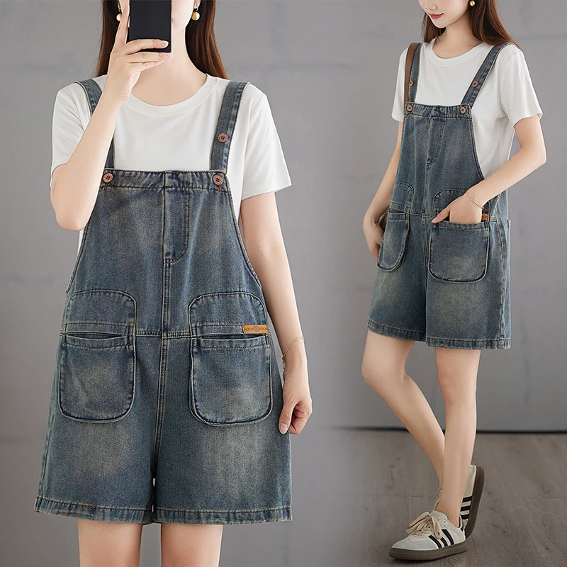 【软牛仔】立体口袋2025夏季牛仔背带裤女百搭显瘦时尚减龄潮