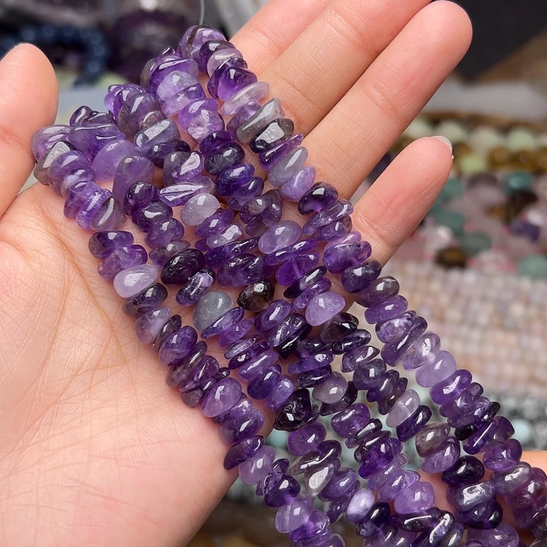 玛瑙/玉髓合金珠宝半成品Y677 9mm紫水晶叠片一条