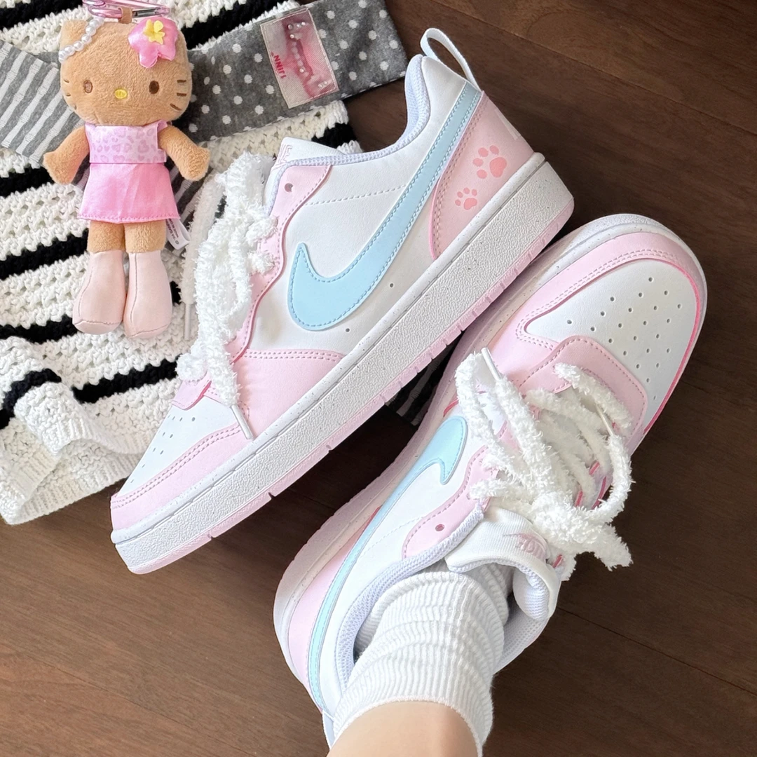【定制球鞋】 Nike Court Borough 甜心瞄爪萌趣可爱低帮 儿童板鞋