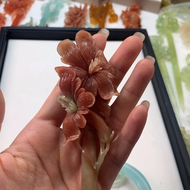 锦***蛇纹石玉未镶嵌发饰