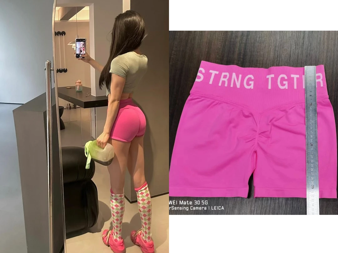 原单定制!棉花糖联名款蜜桃显臀提臀健身高腰收腹三分裤女