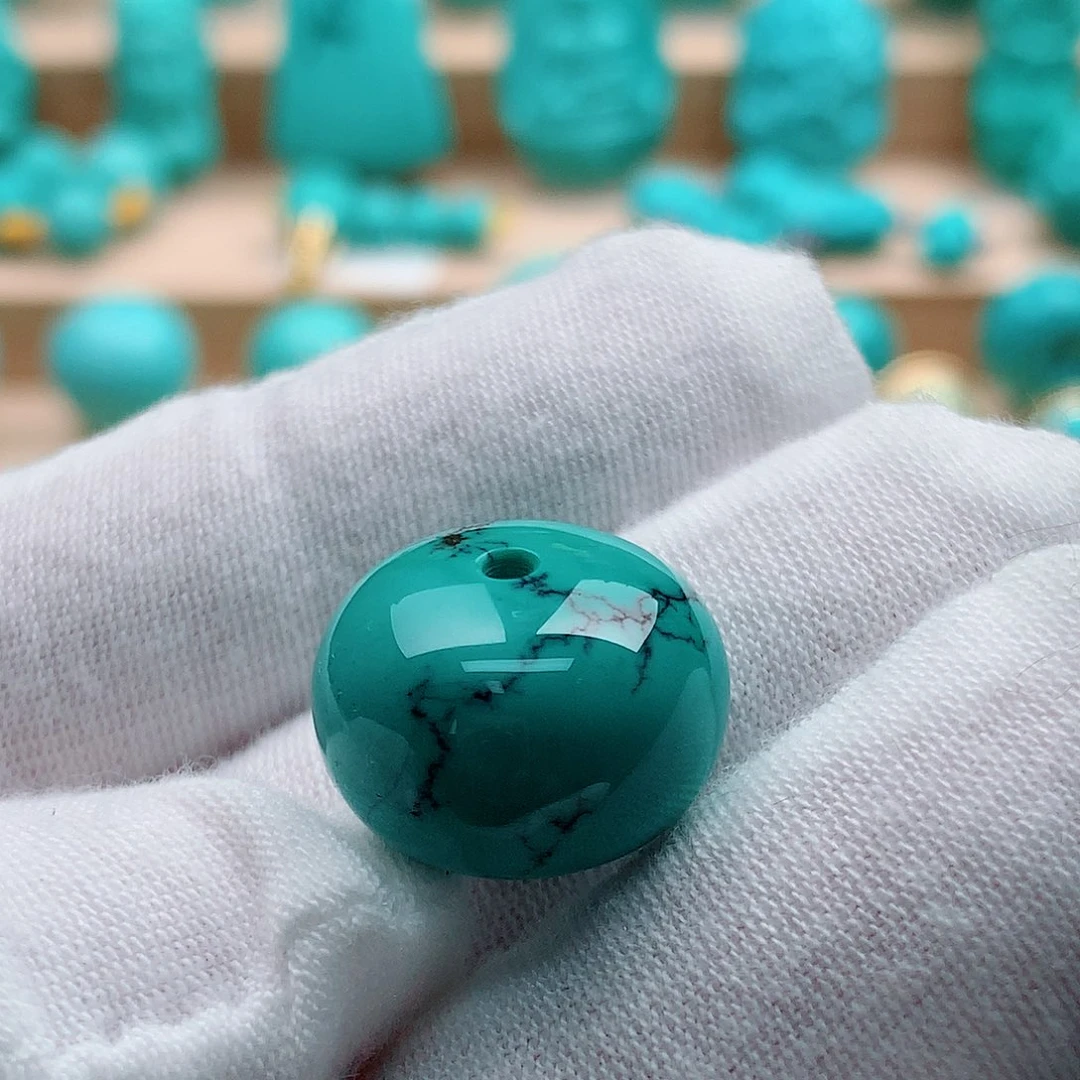 绿松石未镶嵌老型鼓珠