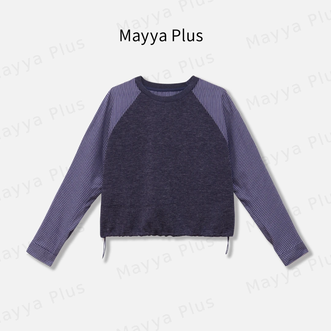 【时光切片】Mayya Plus麦芽定制流光风针织撞色衬衫上衣32536971