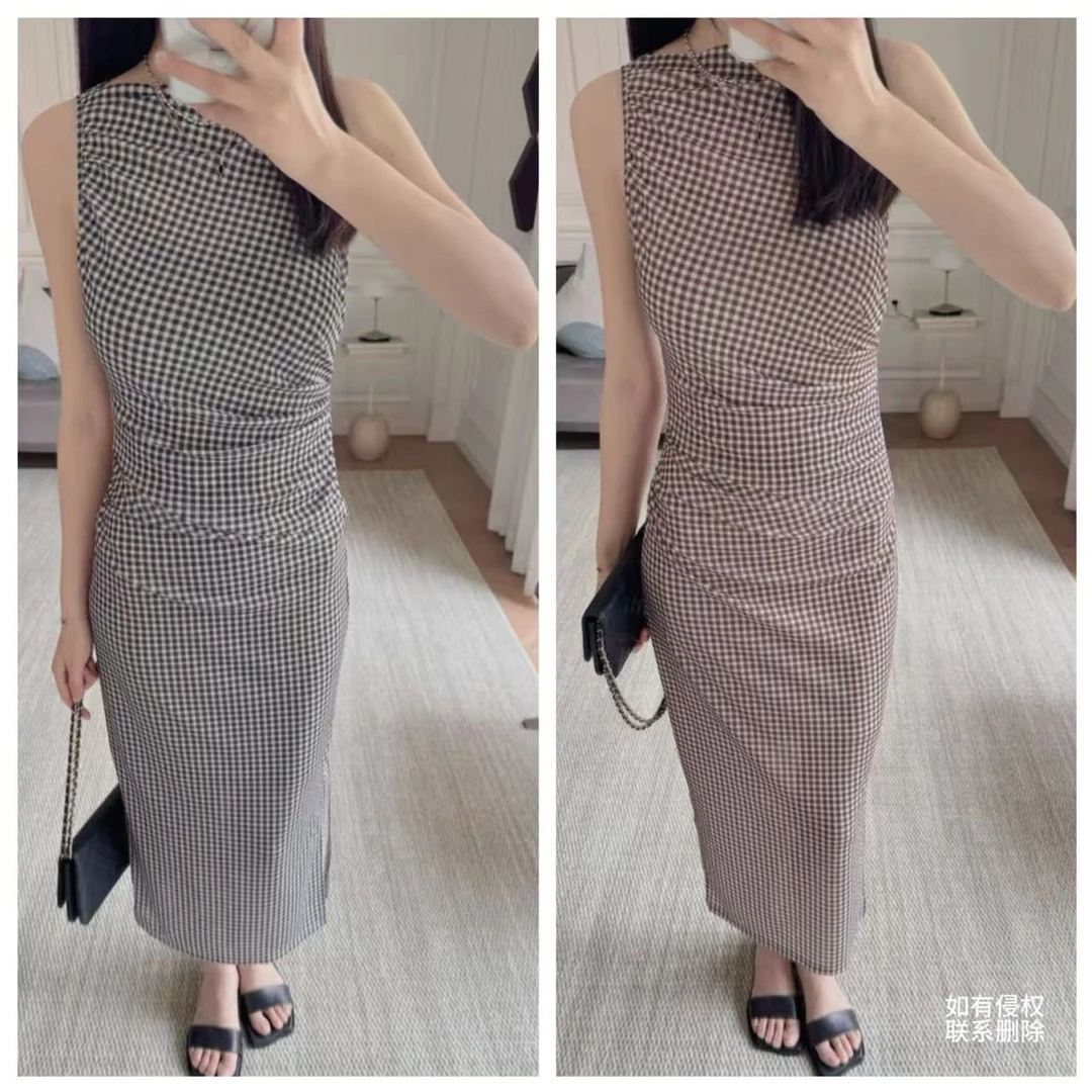 『朱小姐』棋盘格印花连衣裙 G021