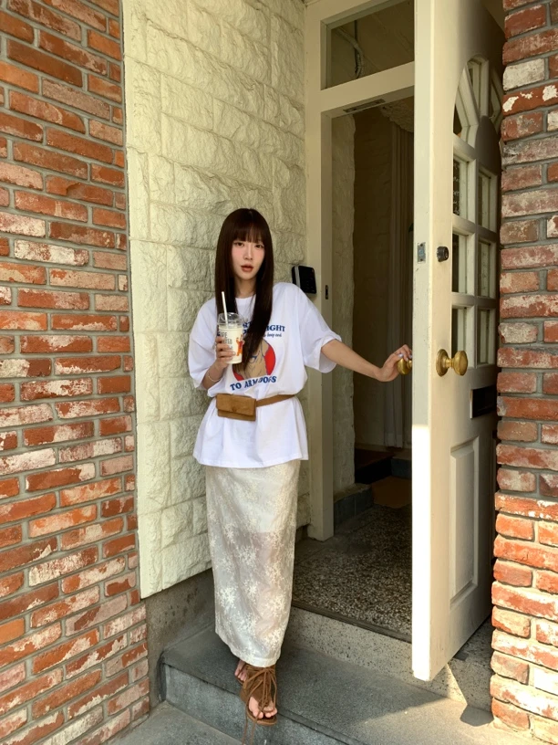 THESE DAY/2025夏季韩系小狗T恤/刺绣花半裙