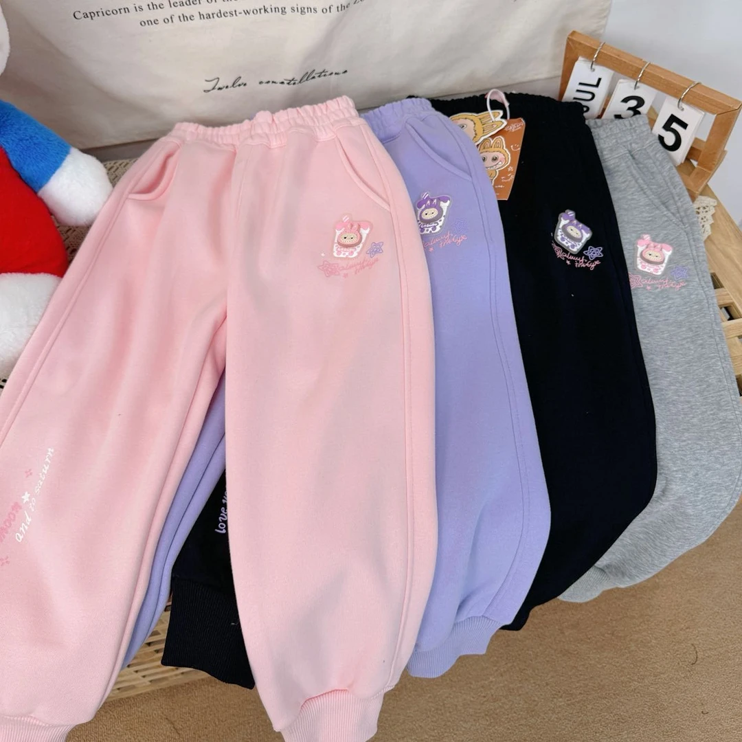 【新疆包邮】中童一体绒亮灯小布运动裤J521