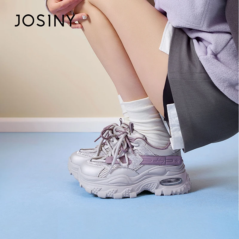 卓诗尼厚底增高女板鞋2025秋冬复古小个子水钻加绒百搭571A22044