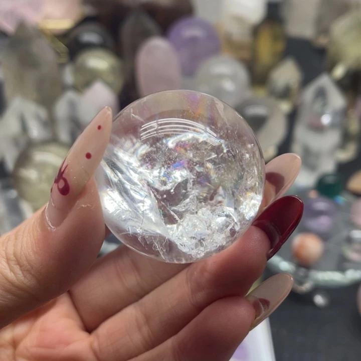 水晶3未镶嵌爆彩白球卡36mm