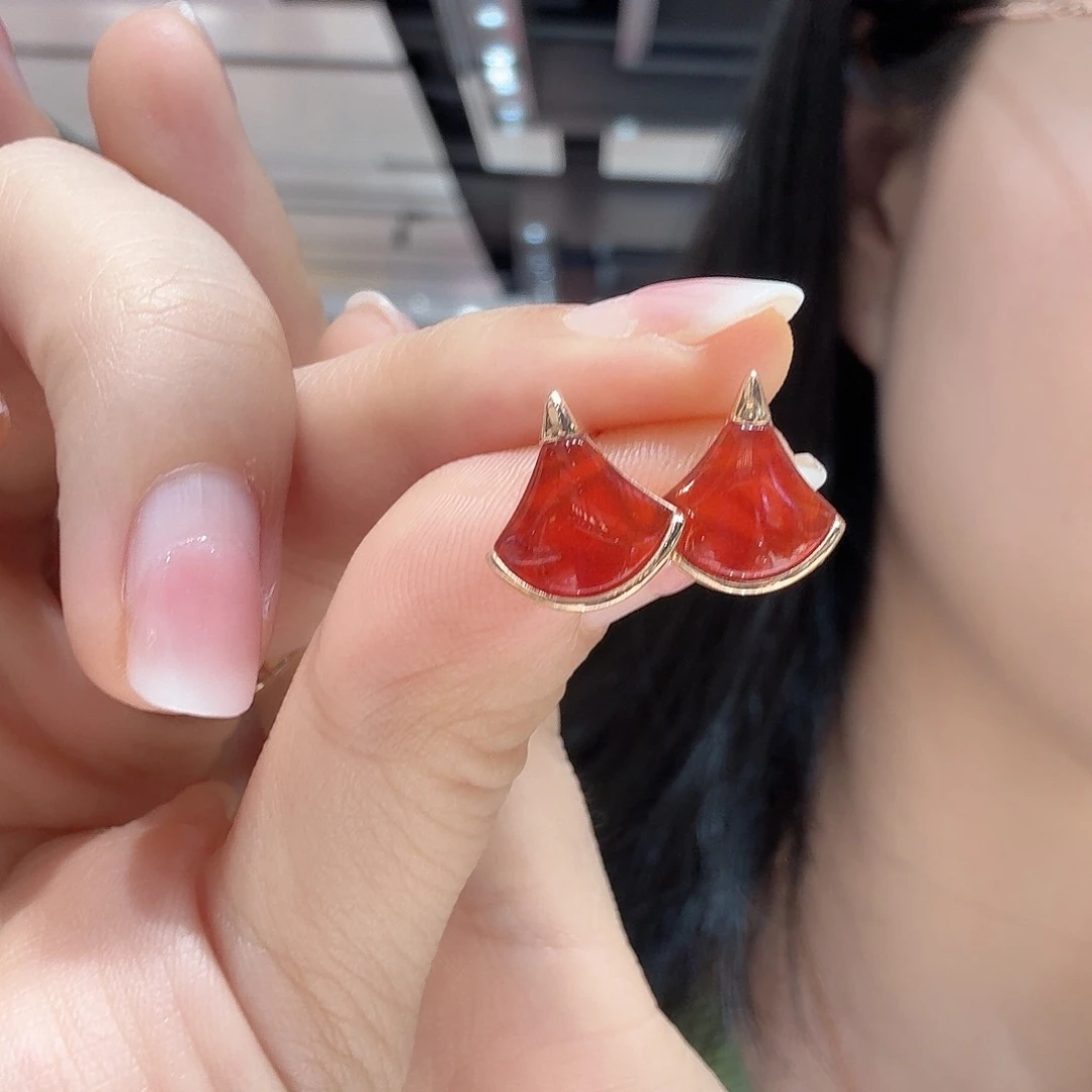 18K金镶嵌耳环玛瑙/玉髓耳环