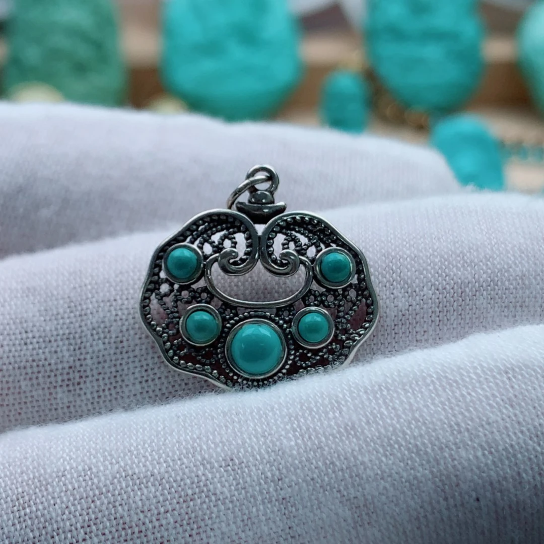 绿松石银S925镶嵌配饰