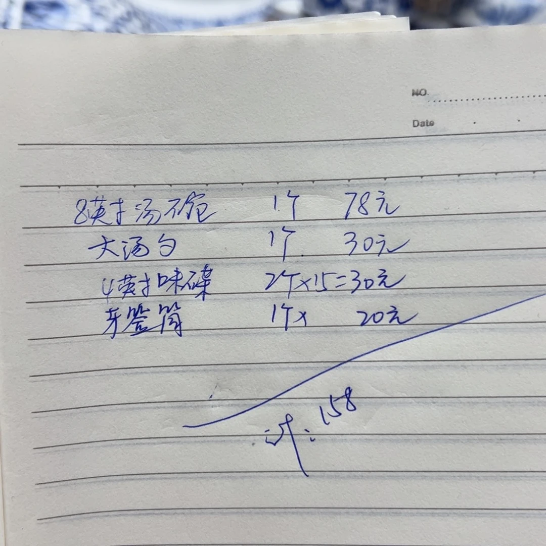 白瓷8罗汉碗1个 大汤勺1个 4英寸味碟2个 牙签筒1个