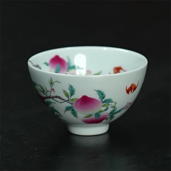 GZ RL/红叶1个正价粉彩九桃五福鸡心杯