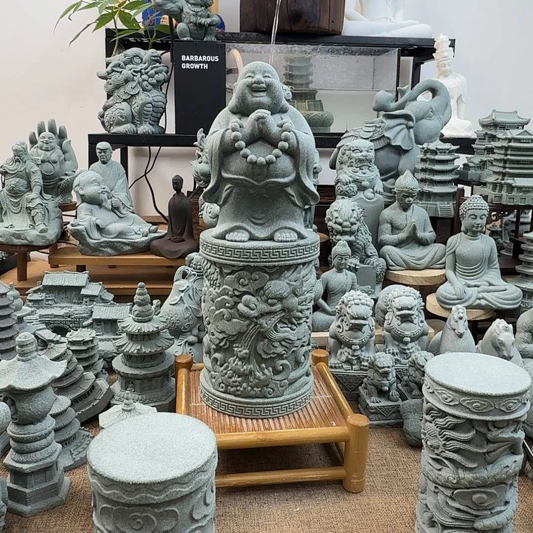 石材青砂石抱拳和尚