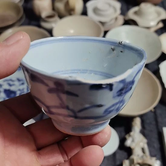 瓷片青花影青杯垫学习标本