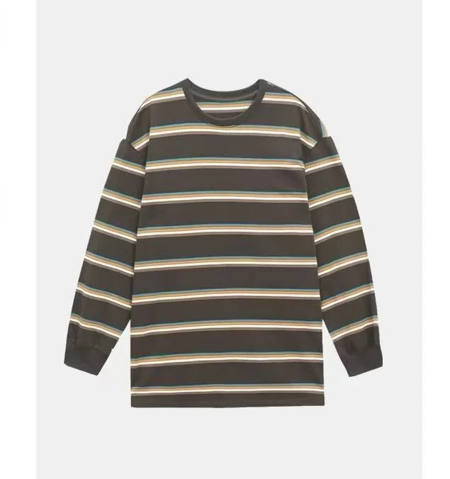 松弛慵懒棉条纹T