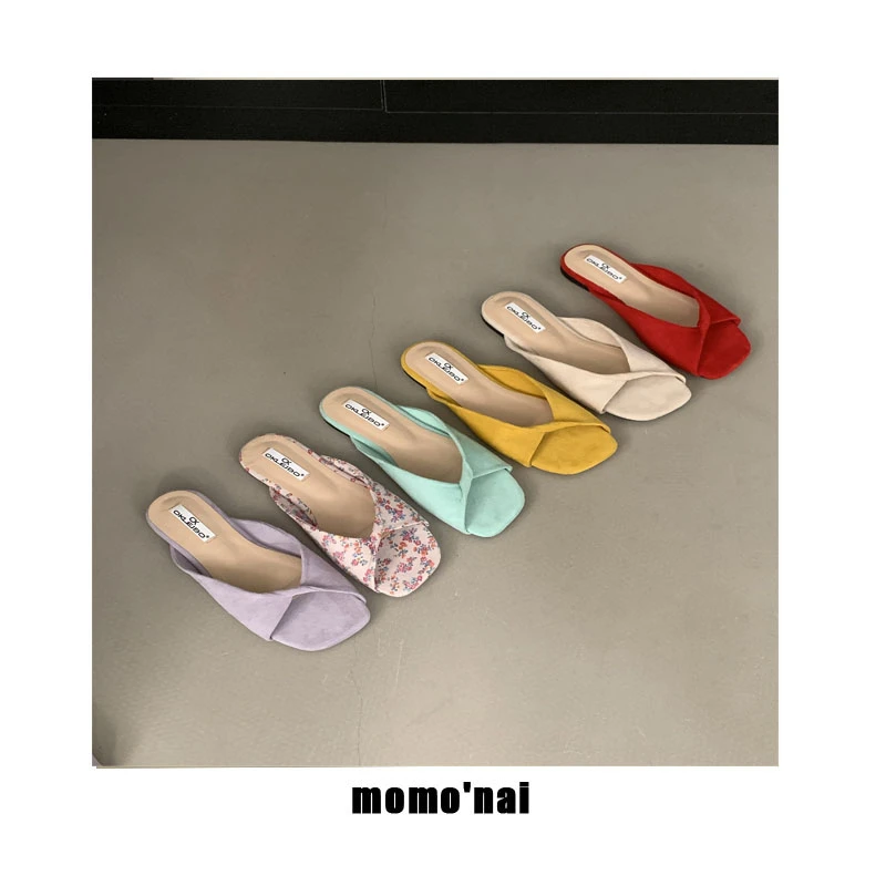 momo'nai 年新款夏季外穿小凉拖鞋仙女鞋百搭沙滩软平底配裙子凉