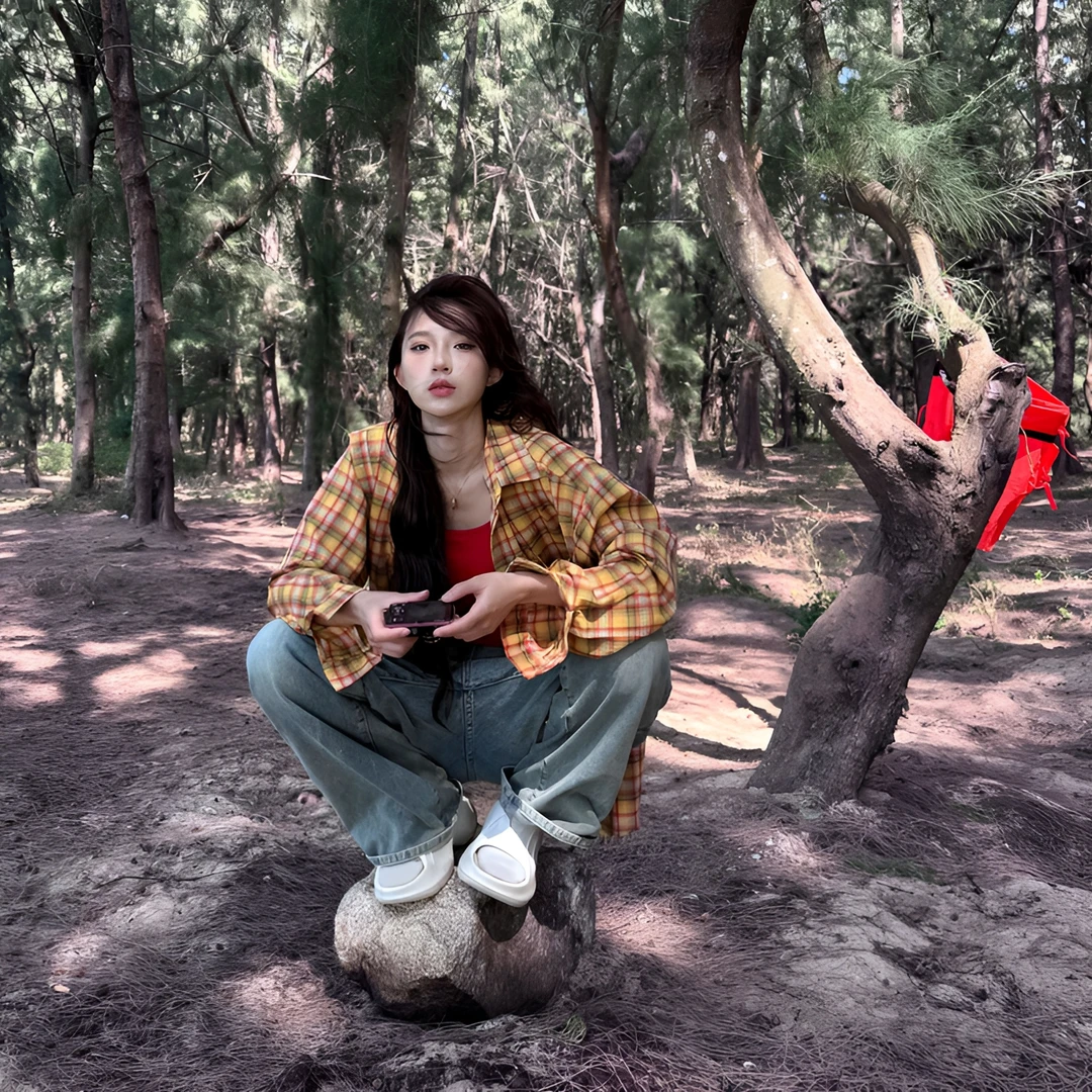 美式复古黄色格子衬衫男女春夏2025新款薄款长袖毛边防晒衬衣外套