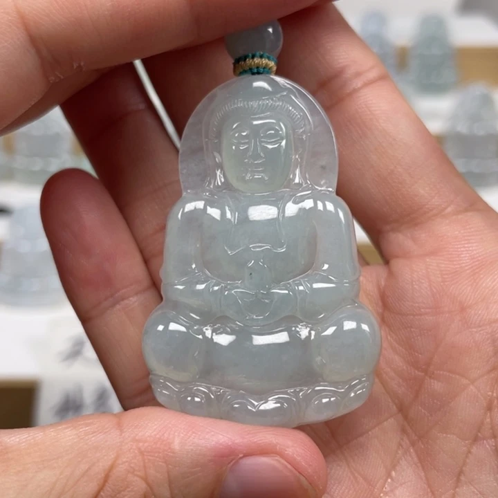 翡翠未镶嵌颈饰天然缅甸翡翠A货观音17号