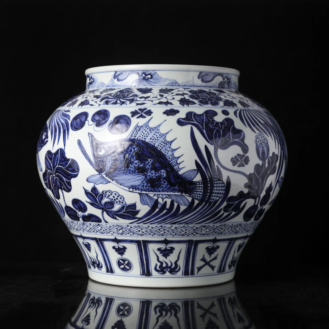 小桥-青花鱼藻大罐