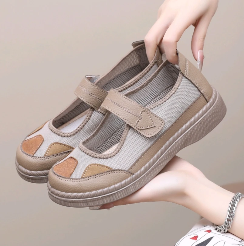 夏季新款妈妈鞋老北京布鞋女网鞋透气网眼凉鞋老年休闲防滑奶奶鞋