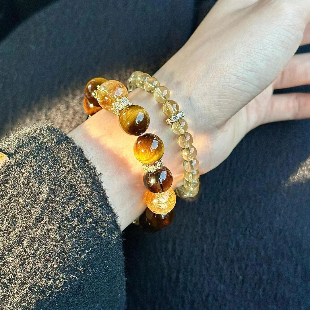 当季爆款天然黄塔晶手串正品轻奢金霸大综合水晶手链女多样性发一