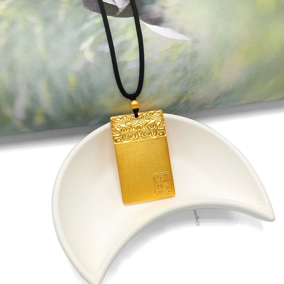 合金吊坠 金店同款平安无事牌实心久不掉色大气简约项坠毛衣链